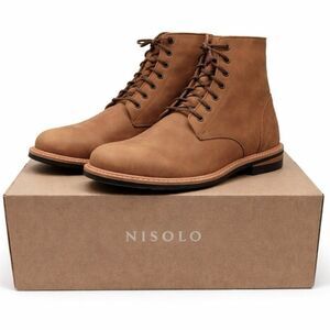 Nisolo Andres All-Weather Boots Tobacco Leather Men’s 9 Lace Up